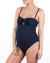 Cache Coeur Maternity Bamboo One-piece Swimsuit In Marine