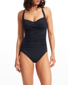 SEAFOLLY TWIST HALTER ONE-PIECE SWIMSUIT