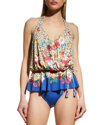 Johnny Was Bella Drawstring Halter Tankini Top In Multi