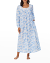 EILEEN WEST BUTTON-FRONT LONG COTTON LAWN ROBE
