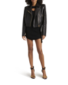 Balmain Cropped Leather Biker Jacket In Black