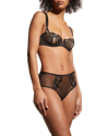 Kiki De Montparnasse Juliette Floral Balconette Bra In Black