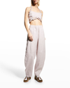 Ganni Ruched Hemp Cropped Halter Top In Light Lilac