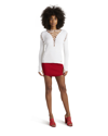 Balmain Laced Stretch Viscose Blend Rib Knit Top In White