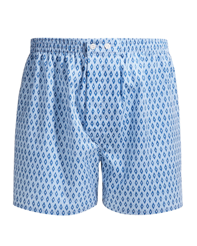 Derek Rose Nelson Geometric-print Cotton Boxer Shorts In Blue