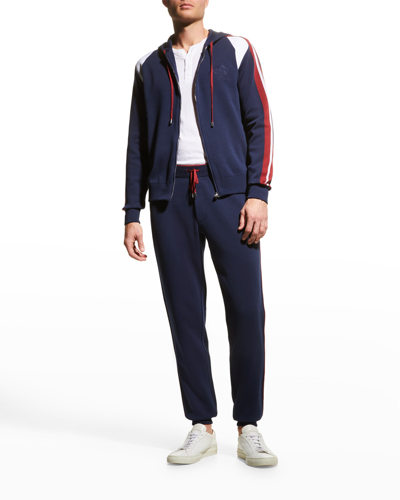 Stefano Ricci Men's Knit Jogging Suit Trousers In Blue White Red