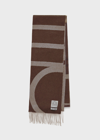 TOTÊME MONOGRAM JACQUARD WOOL SCARF DARK BEIGE