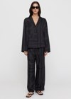 Totême Toteme Monogram Silk Twill Pajama Shirt In Black