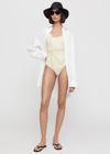Totême Logo-print Scoop-neck Swimsuit In Sand Monogram