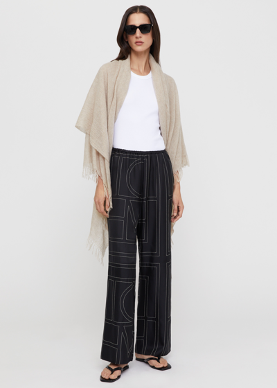 Totême Toteme Women Silk Trousers With Monogram Logo Embroidery In Multi