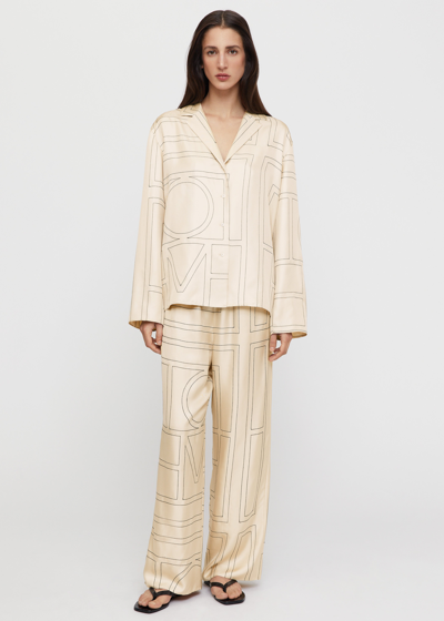Totême Monogram Silk Pj Top Ivory In Neutral