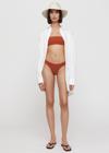 Totême Smocked Mini Bikini Bottoms In Burnt Orange