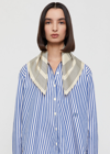 Totême Striped Monogram Silk Cotton Scarf Creme In Creme
