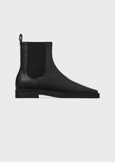 Totême Toteme Square Toe Flat Chelsea Boot In Black