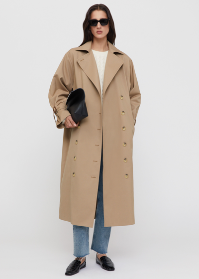 Totême Signature Double-breasted Cotton-blend Gabardine Trench Coat In Neutral