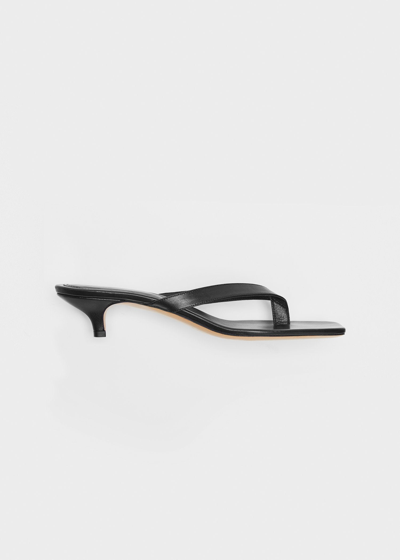 TOTÊME LEATHER HEELED FLIP FLOPS BLACK