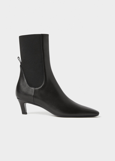 Totême Toteme Mid Heel Leather Boots In Black