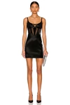 Mugler Tulle-panelled Jersey Corset Minidress In Black