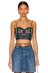 CHLOÉ SPAGHETTI STRAP EMBROIDERED CROPPED TOP