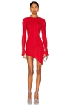 Sami Miro Vintage Asymmetric Exposed-seam Upcycled-jersey Mini Dress In Red