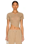 Sami Miro Vintage Asymmetric Long-sleeved Upcycled-jersey Top In Taupe