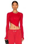 Sami Miro Vintage Asymmetric Long-sleeved Upcycled-jersey Top In Red