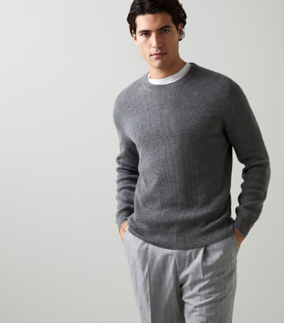 Brunello Cucinelli Cashmere Ribbed Sweater In Grey