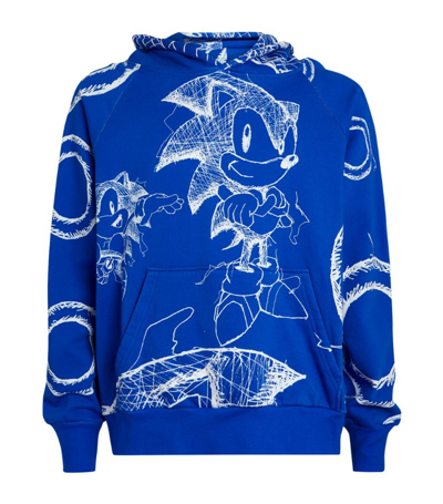 Mjb Marc Jacques Burton Mens Blue X Sonic The Hedgehog X Gaffer Graphic-print Cotton-jersey Hoody L