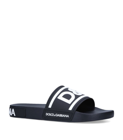 Dolce & Gabbana Logo-embossed Rubber Slides In Black