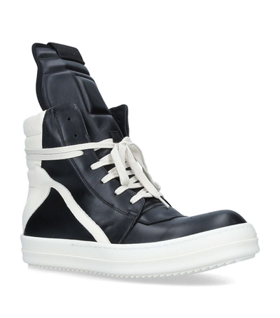 RICK OWENS LEATHER GEOBASKET HIGH-TOP SNEAKERS