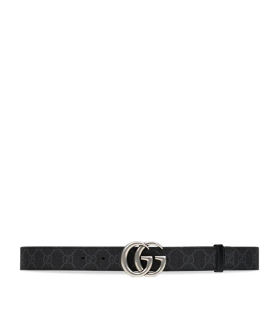 Gucci Gg Supreme Reversible Belt In Black