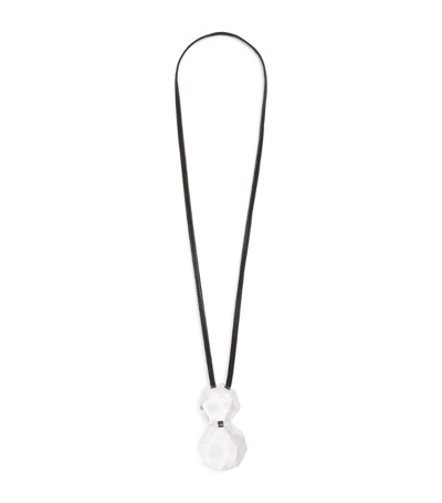 Eskandar Leather And Acrylic Two-part Spherical Necklace In Clear