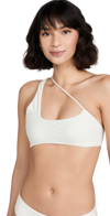 MIKOH CROSS SHOULDER BIKINI TOP ECRU