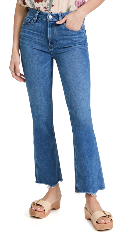 Paige Colette High Waist Raw Hem Crop Flare Jeans In Rock Show