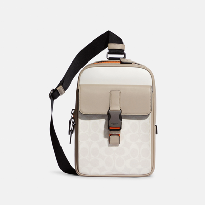 Coach Track Pack In Colorblock Signature Canvas In White