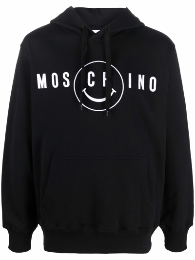Moschino Mens  Couture Smiley Hooded Sweatshirt - Atterley In Black