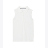 Tory Sport Tory Burch Performance Piqué Pleated-collar Sleeveless Polo In Snow White/snow White