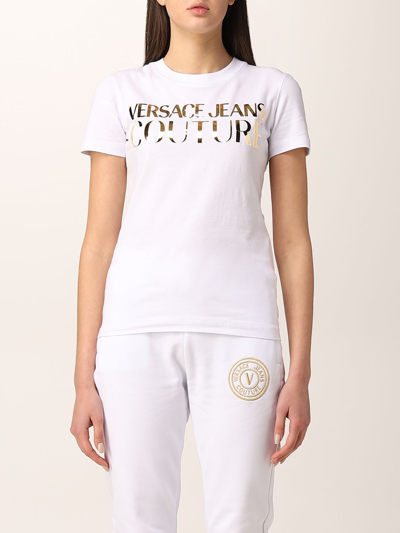 Versace Jeans Couture Cotton T-shirt With Logo In White