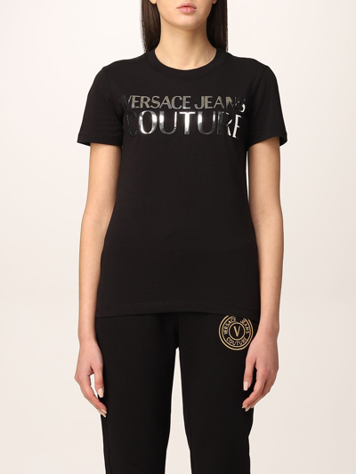 Versace Jeans Couture Cotton T-shirt With Logo In Black 1