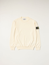 Stone Island Kids' Cotton Sweater In Yellow Cream