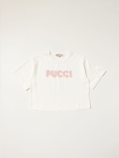 Emilio Pucci Kids' Logo T-shirt In White