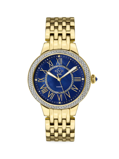 Gv2 Women's Astor Ii 38mm Stainless Steel & 0.0044 Tcw Diamond Bracelet Watch In Blue