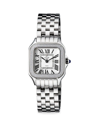 Gv2 Women's Milan 27.5mm Stainless Steel & 0.04 Tcw Diamond Bracelet Watch In Sapphire