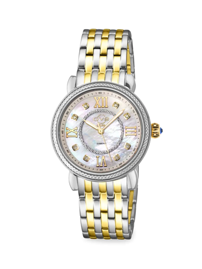 Gv2 Women's Marsala 37mm Two Tone Stainless Steel, Mother-of-pearl & Diamond Bracelet Watch In Sapphire