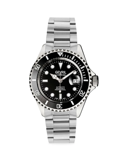 Gevril Men's Wall Street 43mm Stainless Steel Swiss Automatic Bracelet Watch In Black