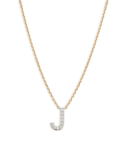 Effy Eny Women's 14k Goldplated Sterling Silver & 0.13 Tcw Diamond J Initial Pendant Necklace In Letter J