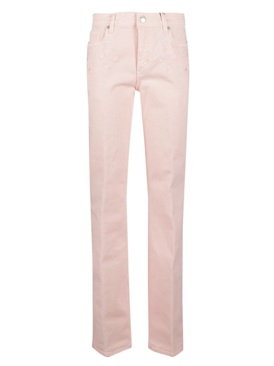 Etro Jeans With Embroidered Floral Detail In Pink