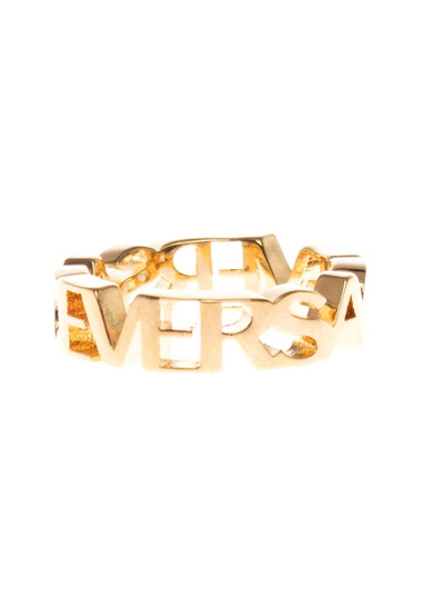 Versace Gold Colored Metal Logo Ring