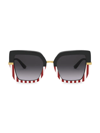 Dolce & Gabbana 52mm Half-striped Square Sunglasses In Dkgreyblk