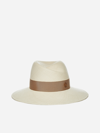 Maison Michel Beige Straw Charles Fedora Hat